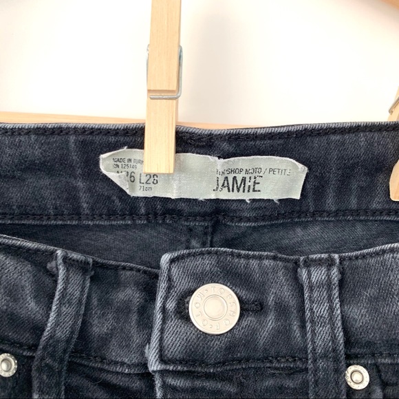 Topshop Black Rose Embroidered Petite Jamie Jeans - Picture 3 of 6